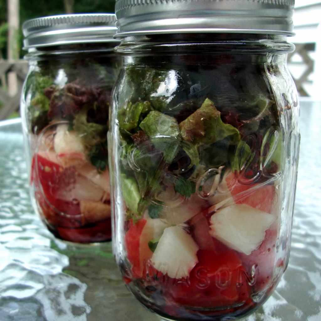 peach tomato basil salad
