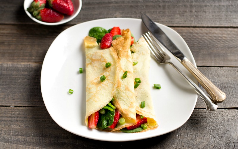 Strawberry Spinach Crepes