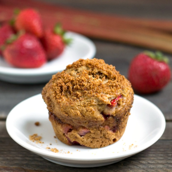 Big Buttermilk Strawberry Rhubarb Muffins - Familystyle Food