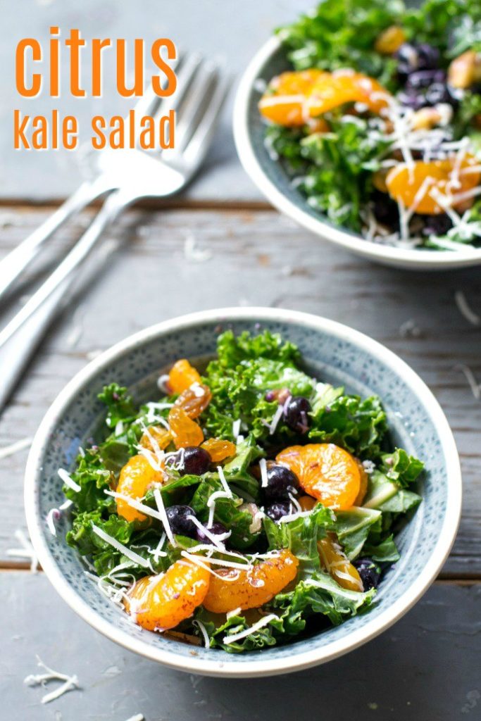 Easy Kale Salad Recipe with Mandarin Oranges and Citrus Dressing