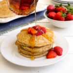 Oat flour pancakes with maple syrup