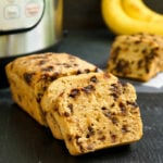 Instant Pot banana bread on a cutting board