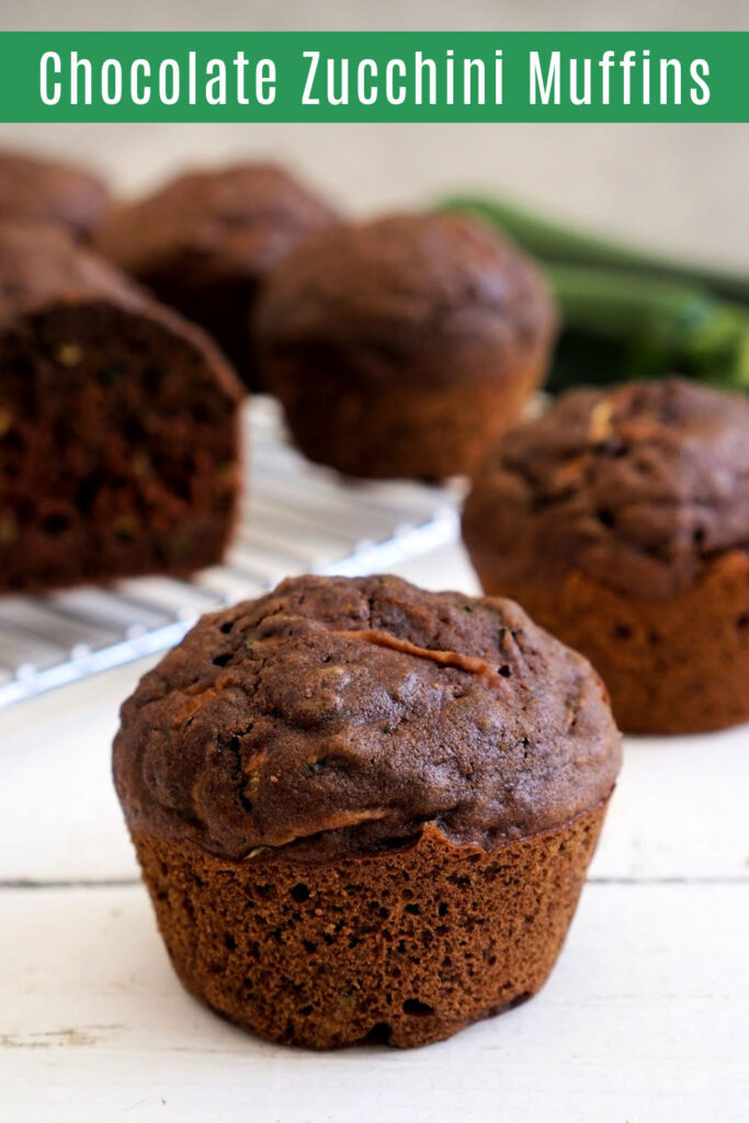 Chocolate zucchini muffin on the table