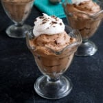 Coconut milk chocolate mousse in a glass dish