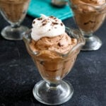 Vegan chocolate mousse in a glass dish