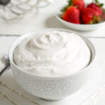 Vegan whipped cream in a bowl