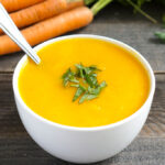 Instant Pot ginger carrot soup ingredients in a bowl