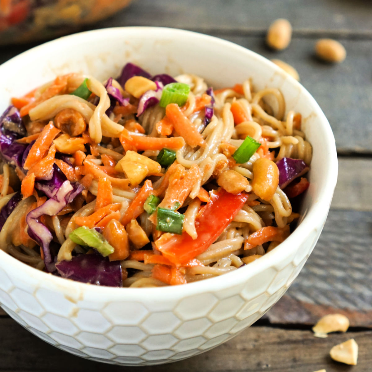 Peanut Ramen Noodle Salad Healthy Gluten Free Vegan Recipe
