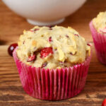 Cranberry apple muffin in a cupcake liner