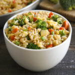 Broccoli fried rice in a bowl