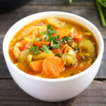 Instant Pot vegetable soup in a bowl