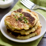 Cauliflower pancakes on a plate