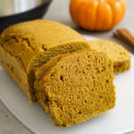 Instant Pot pumpkin bread on a cutting board