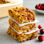 Pumpkin cranberry oat bars in a stack