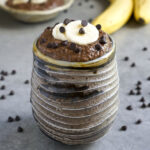 Chocolate banana chia pudding in a bowl